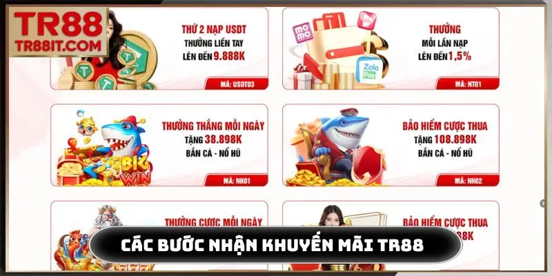 Các bước nhận khuyến mãi TR88 thành công